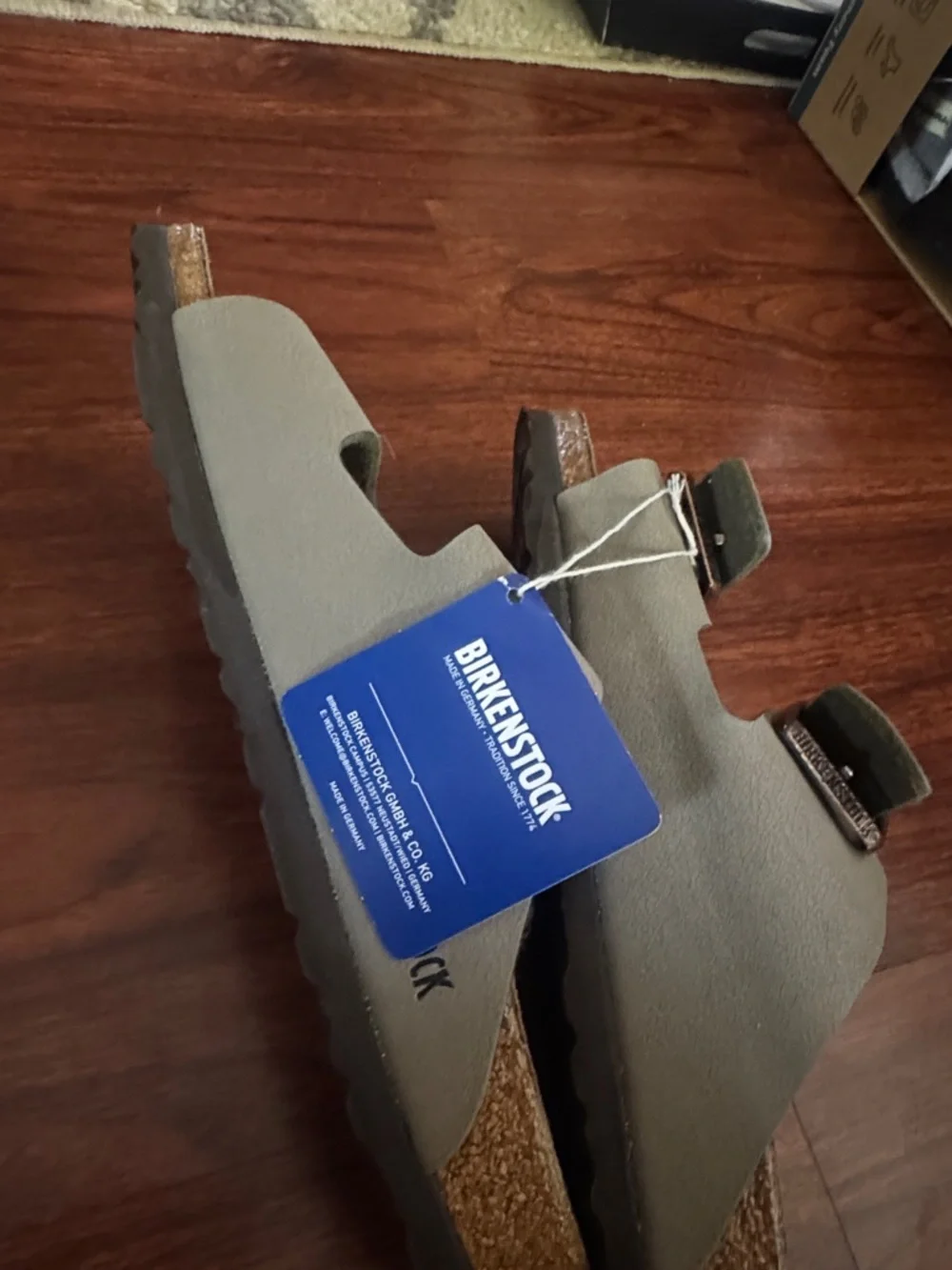 Birkenstock Double-Strap Sandals in Light Gray stone W/ Bronze Buckles - Arizona